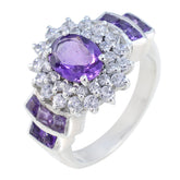 Alejandra Boho Purple Gemstone Ring with Silver Details Amethyst Purple